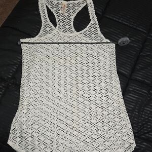 Elegant White Lace Swim Tank Top